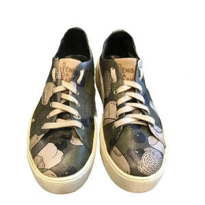 Farm Rio Acid Wash Print Camo Green Floral Pattern Platform Sneakers Size 39 EU
